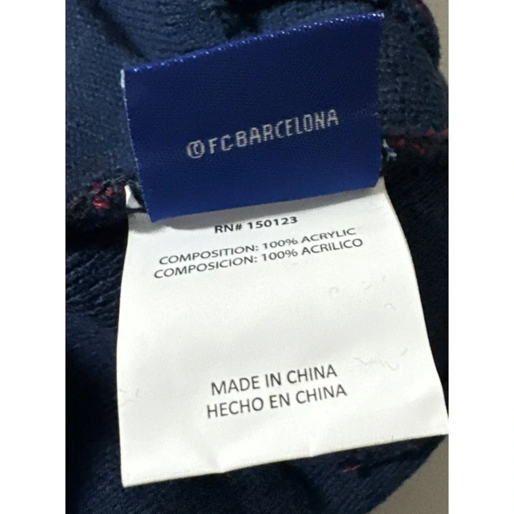FC Barcelona Soccer Beanie BARCA Unisex Hat Pom Pom‎ One Size Knit NEW